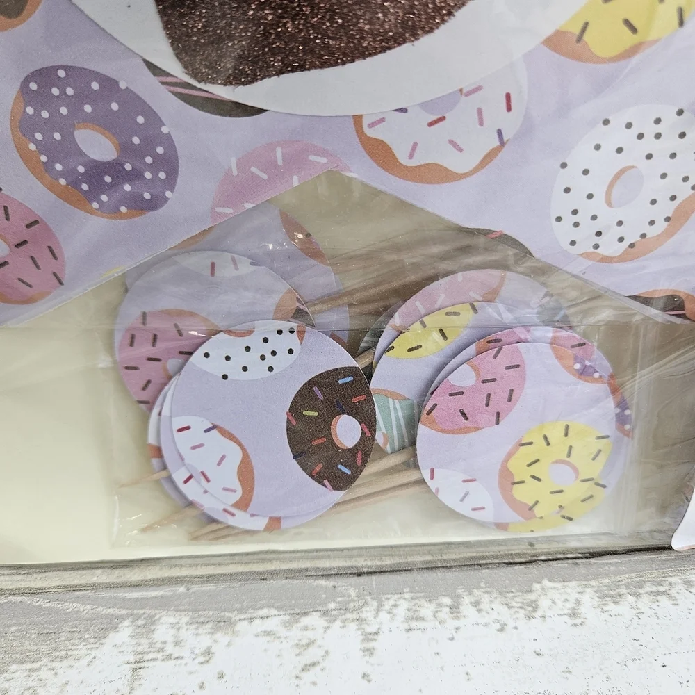 Donut Grow Up Party Decorations Set with Cupcake Toppers and Banners